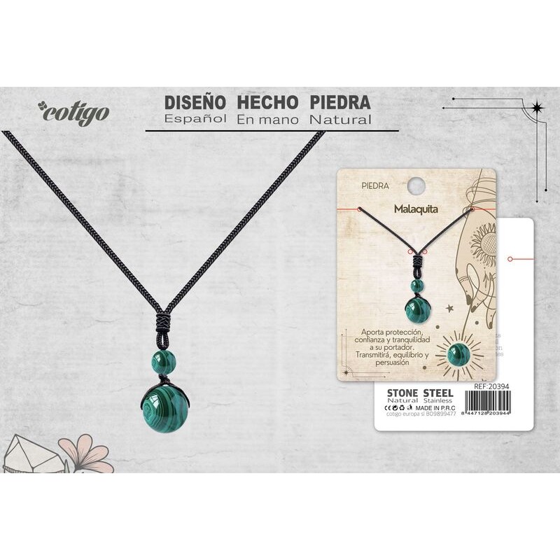 Colgante De Malaquita De Bola 14 mm